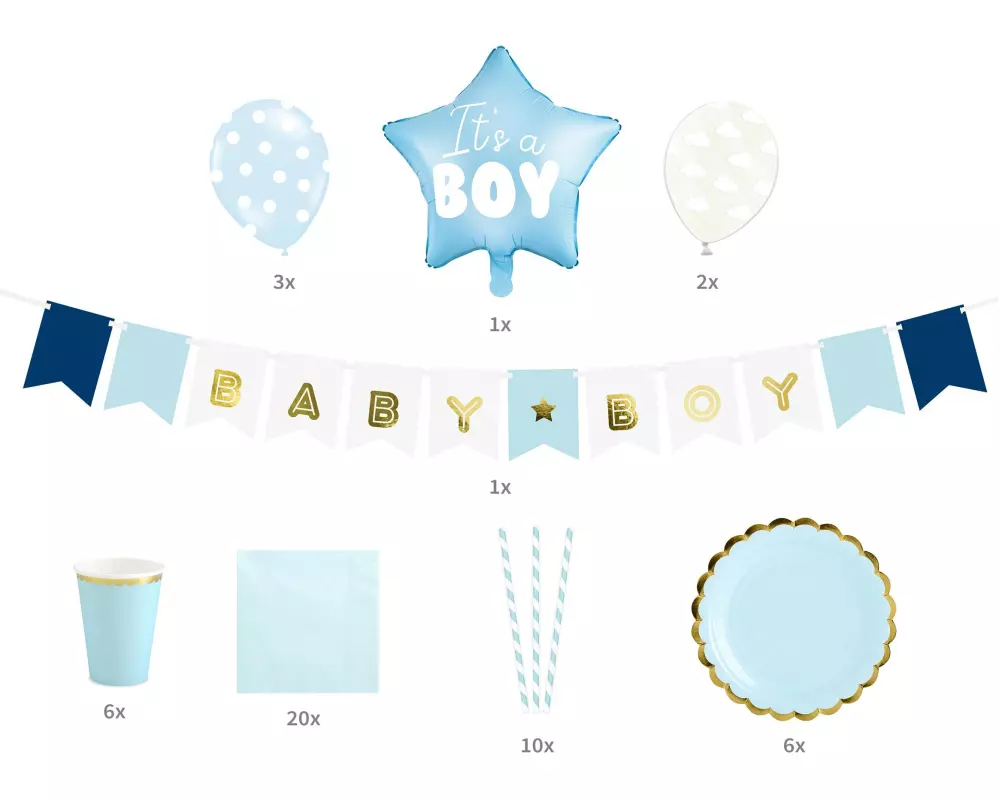 Partydeco Partyset Its a boy 7-teilig, Blau