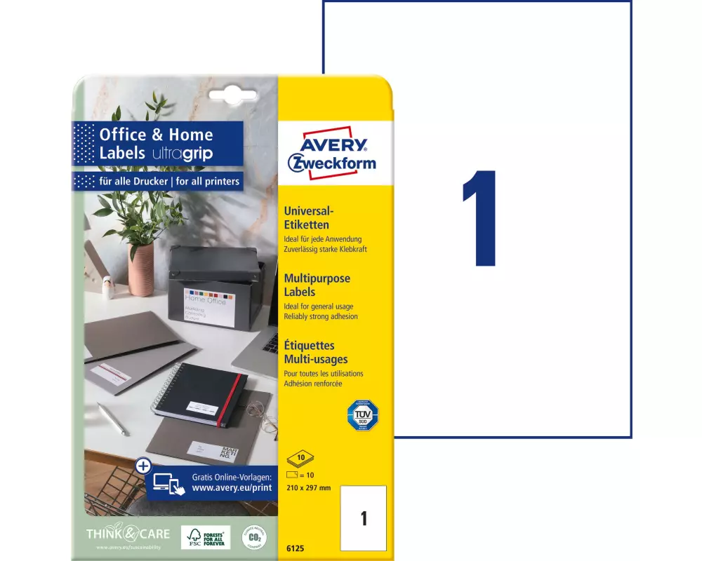 Avery Zweckform Universal-Etiketten 6125 210 mm, 10 Blatt
