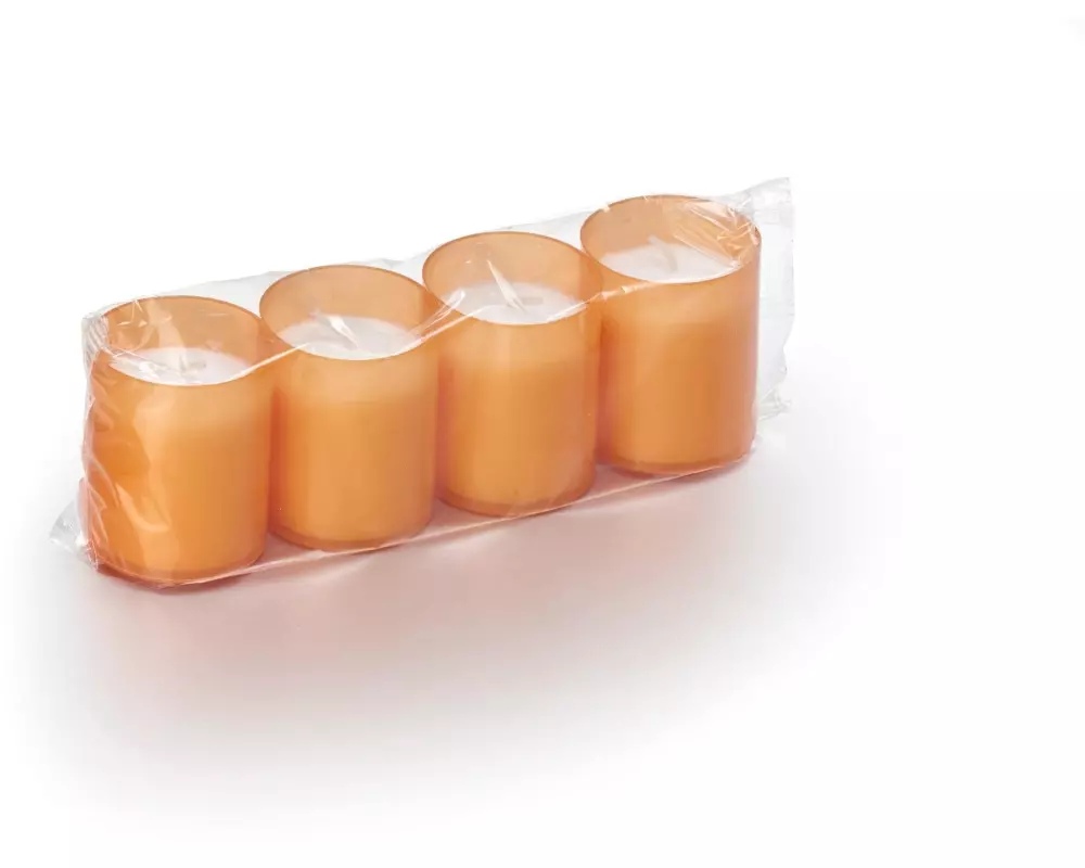 balthasar Kerzenset in Becher 4 Stück, Orange