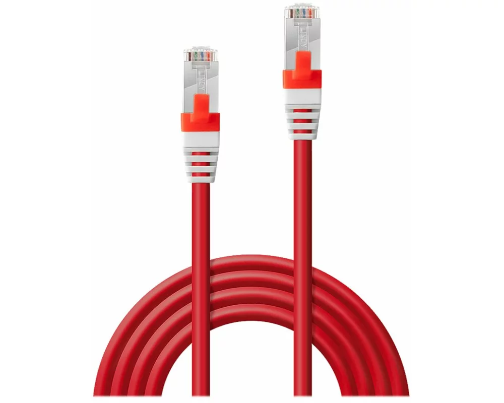 LINDY Patch Cable, Cat6A, S/FTP, RJ45-RJ45, 3m, red, LSOH, including Testprotocol