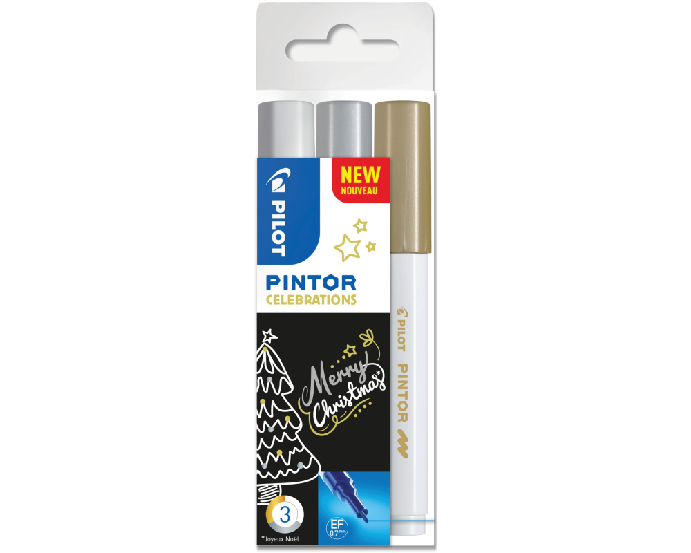 PILOT Marker Pintor X-MAS S3/0537526 gold, silber, weiss 3 Stück