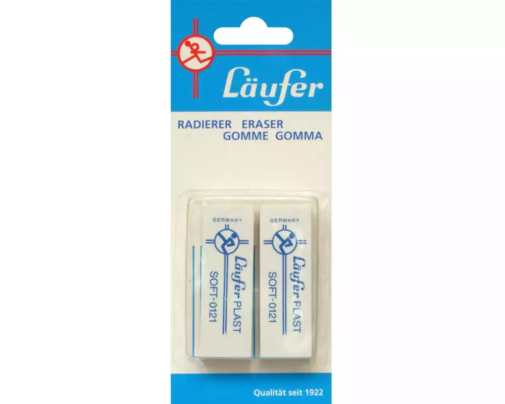Läufer Radiergummi Soft 121 2 Stück, Weiss
