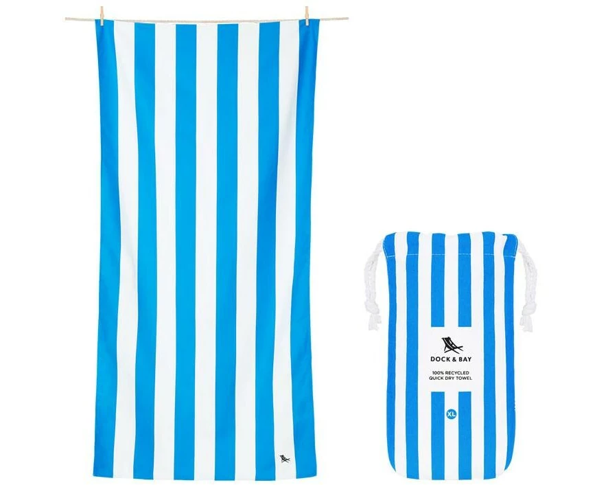 Dock & Bay Strandtuch Cabana 200 cm x 90 cm, Blau, Weiss