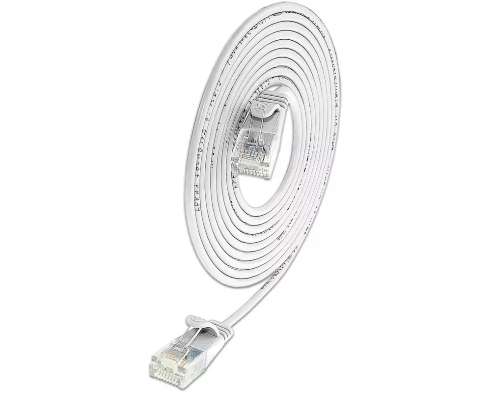 SLIM Slimpatchkabel RJ-45 - RJ-45, Cat 6, UTP, 7.5 m, Weiss