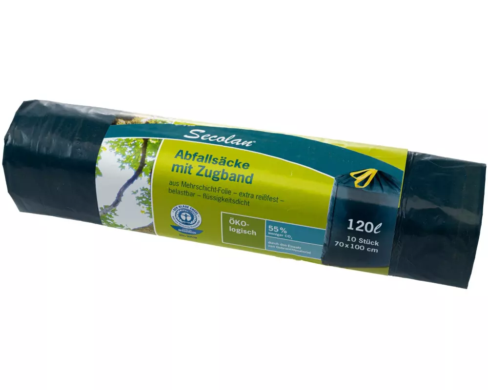 Haushaltsware Müllbeutel pRolle 120 l, 10 Stück, Blau/Schwarz