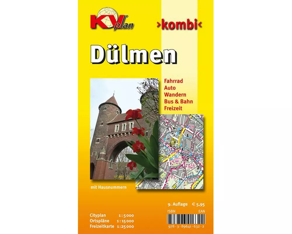 Dülmen, KVplan, Radkarte/Wanderkarte/Stadtplan, 1:25.000 / 1:15.000 / 1:5.000