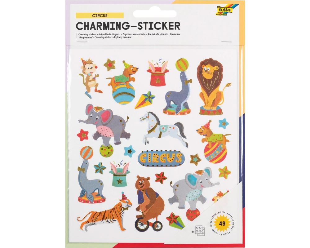 FOLIA Charming-Sticker 18201 Circus 2 Blatt/49 Stück