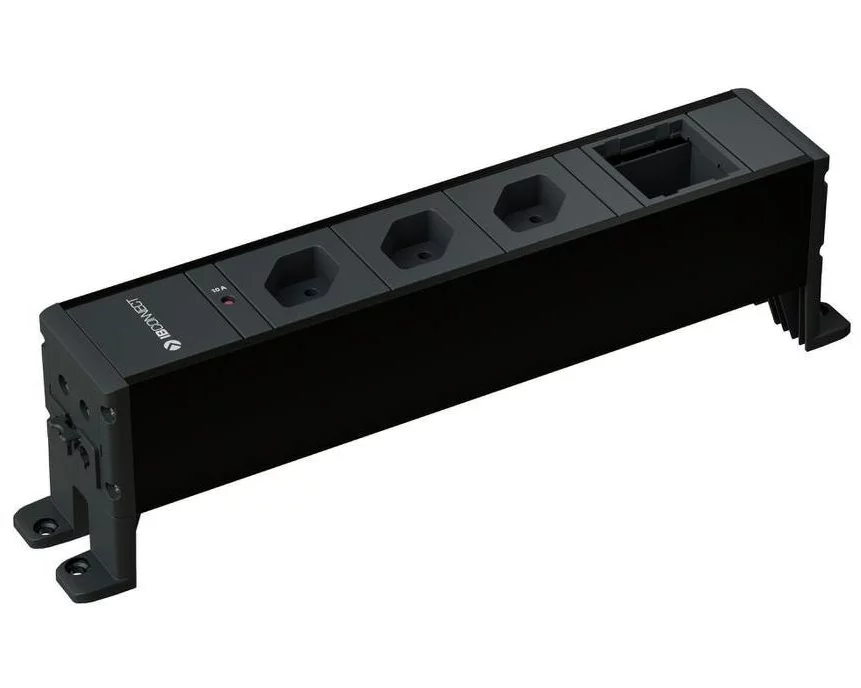 max connect Steckdoseneinheit CUBO 3x T13, Leermodul Schwarz