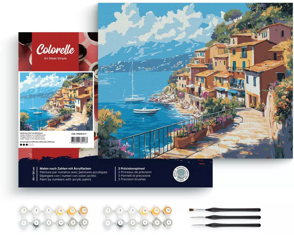 Colorelle Malen nach Zahlen Idyllisches Dorf am Mittelmeer