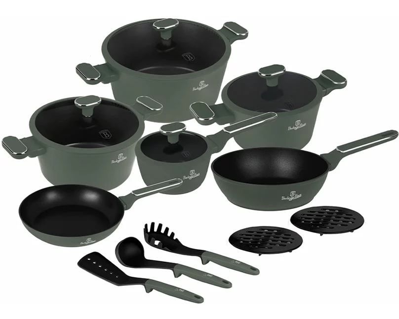 Berlinger Haus 15-teiliges Kochgeschirr-Set Matte Green Collection