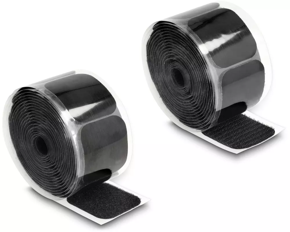 Delock Klettpad auf Rolle selbstklebend Schwarz, 5 m
