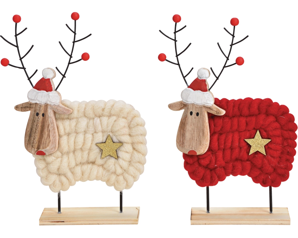 ROOST Elch Aufsteller 14x24x5cm 10026201 Holz, Wolle ass.