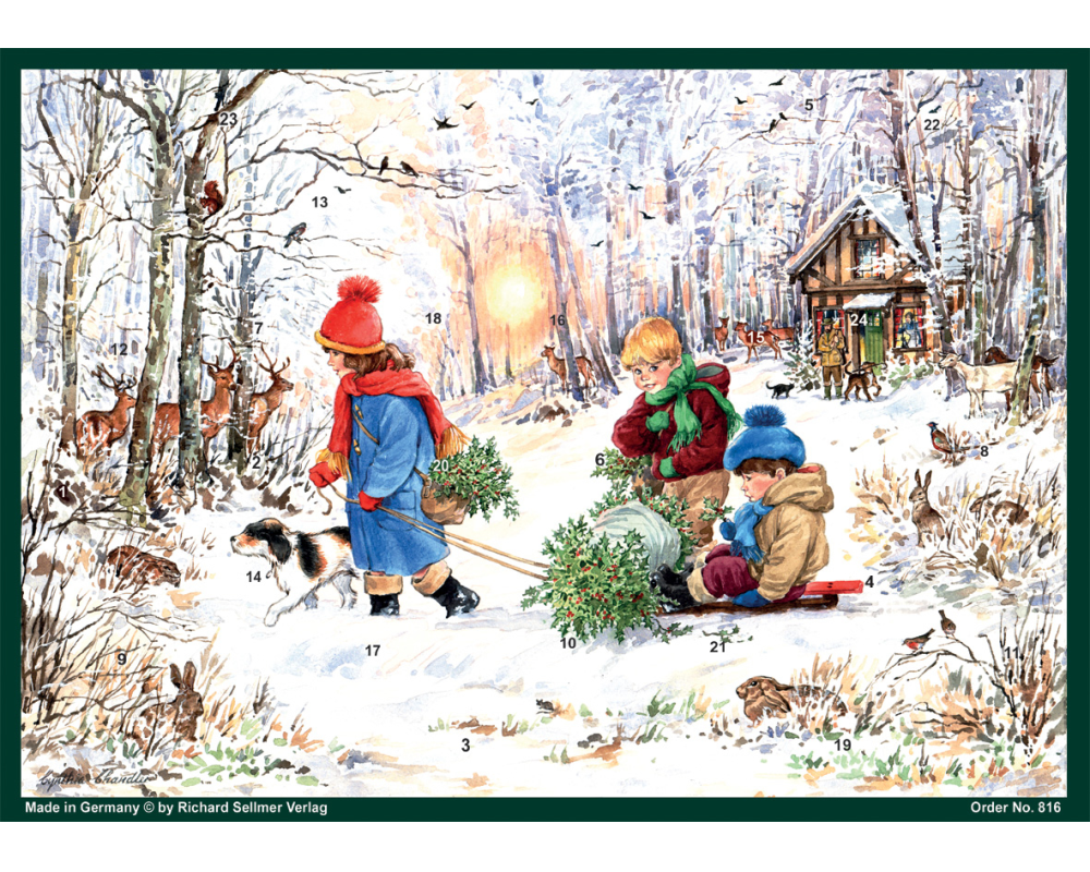 SELLMER Adventskalender A4 816 Schneefreuden im Wald