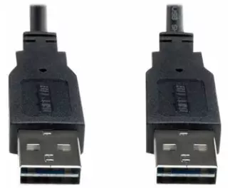 EATON TRIPPLITE Universal Reversible, USB 2.0 Cable, Reversible A to Reversible A, M/M, 3ft. 0.91m