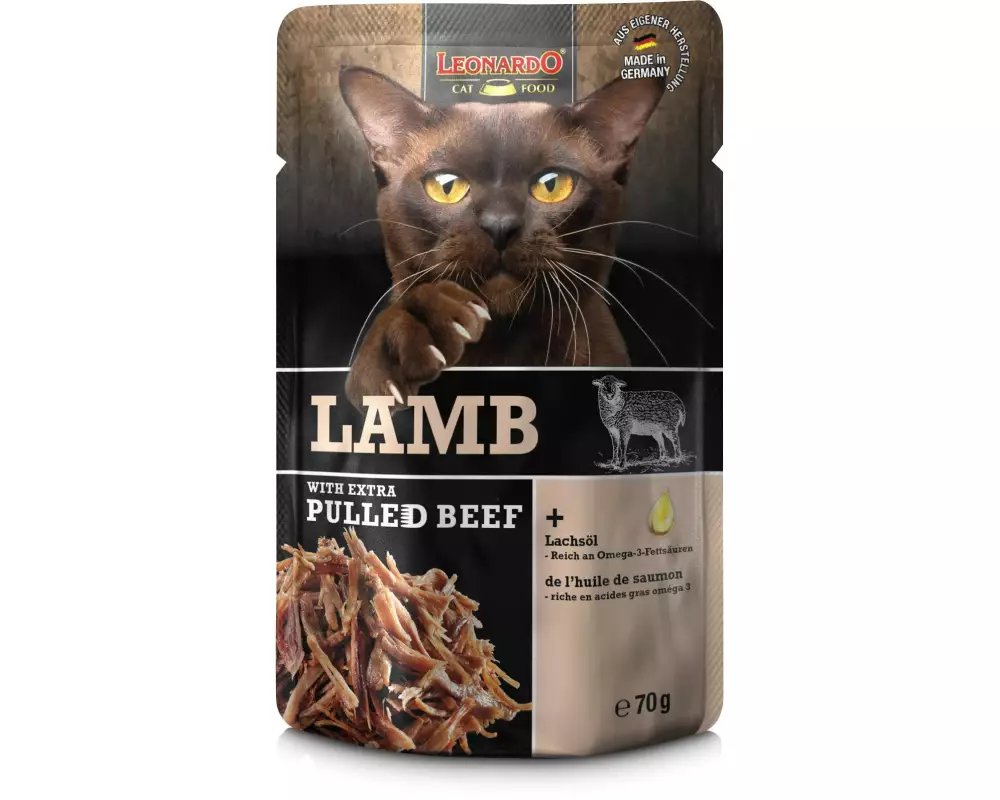 Leonardo Cat Food Nassfutter Kalb & Pulled Beef, 70 g