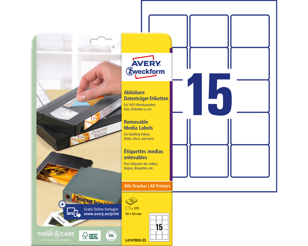 AVERY ZWECKFORM Zip-Disketten 59x50mm L4747REV2 375 Stück