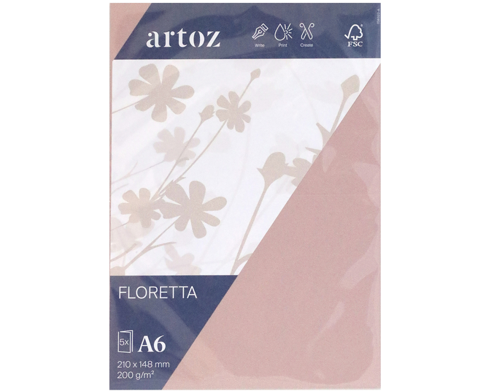 ARTOZ Karten 1001 A6 15832226-281 200g, light rose 5 Blatt