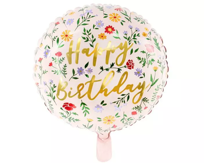 Partydeco PartyDeco Folienballon Happy Birthday Hellrosa