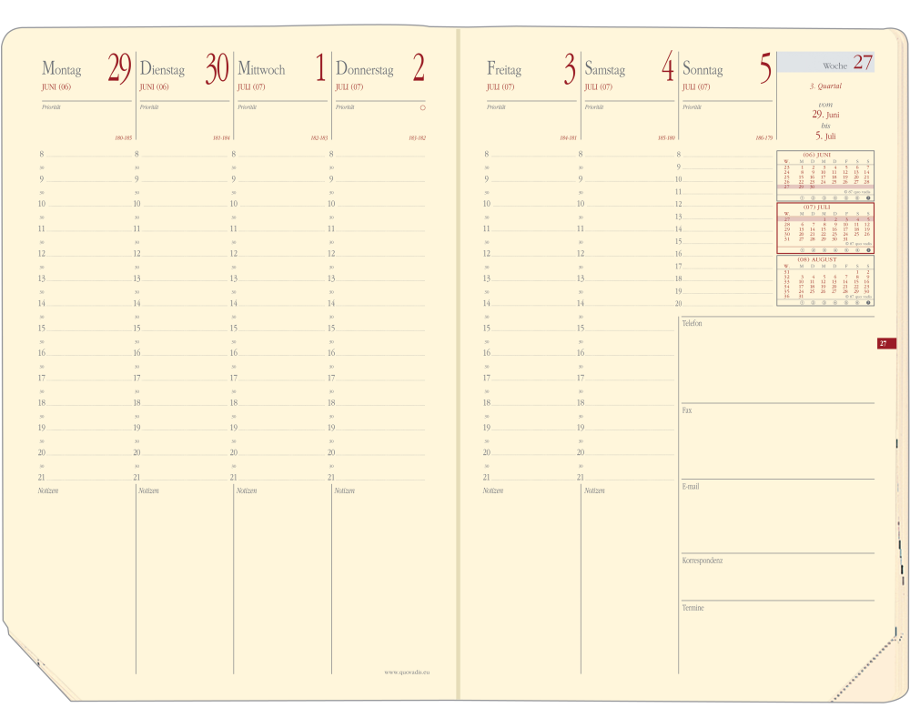 QUO-VADIS Ersatzinhalt Minis.Pre. 2026 286003Q 1W/2S Soho/Silk DE 16x24cm