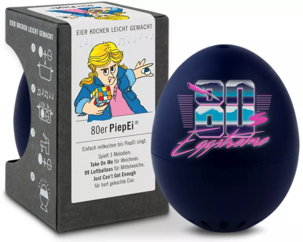 PiepEi Küchentimer Singende Eieruhr 80er, Schwarz