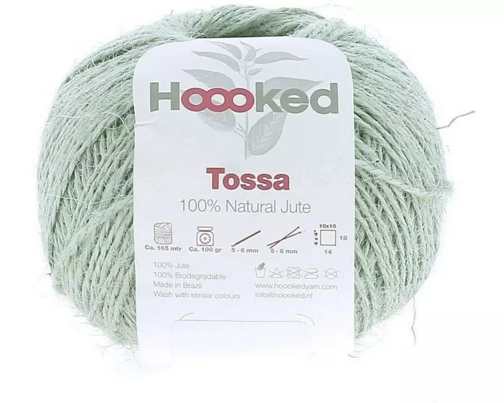 Hoooked Wolle Natur-Jute Tossa Mint, 165 m
