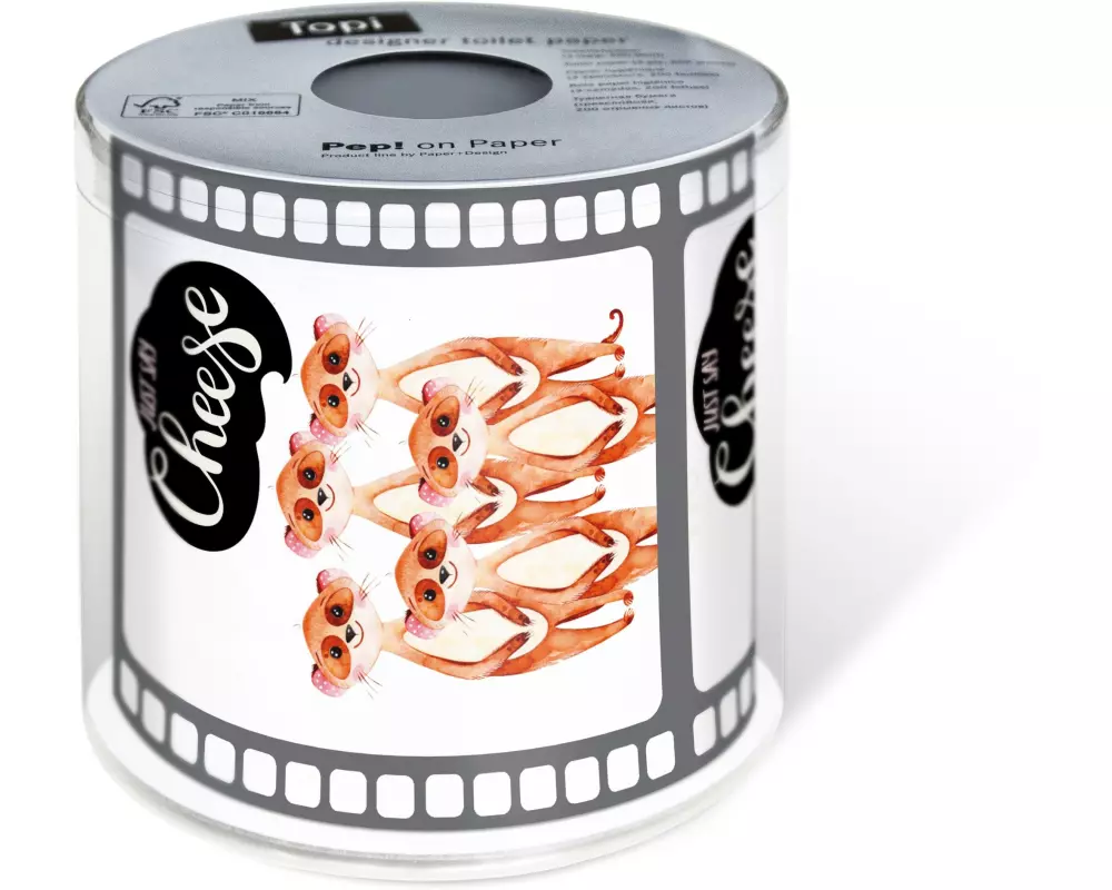 Paper + Design Toilettenpapier Say Cheese Rollen, 3-lagig, Mehrfarbig