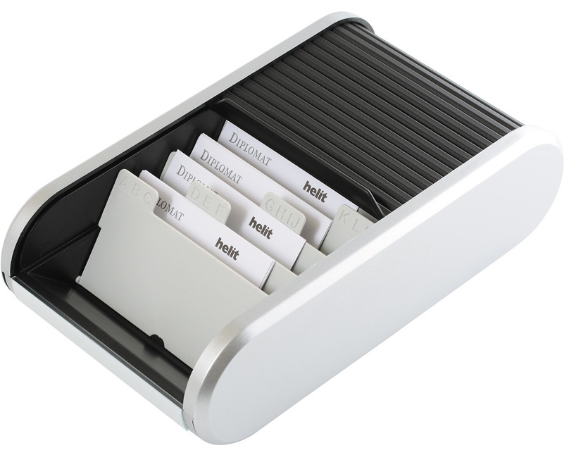 HELIT Visitenkarten-Box H6220499 schwarz/silber 67x136x240mm