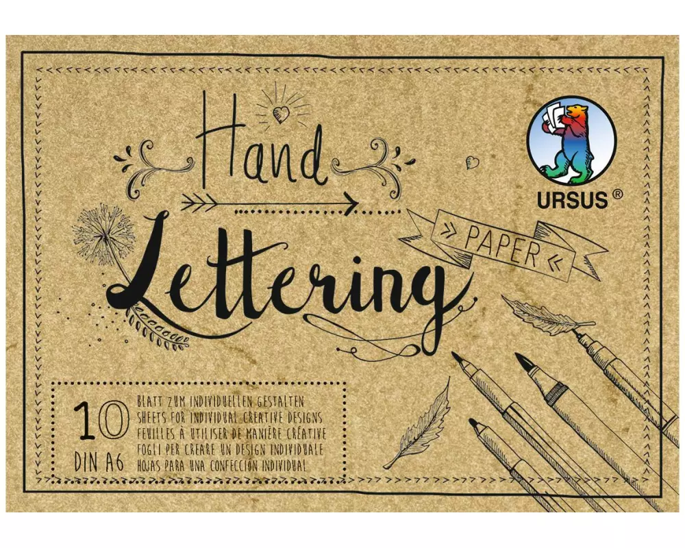 URSUS Zeichenblock Handlettering A6, 190 g/m², 10 Blatt, Braun