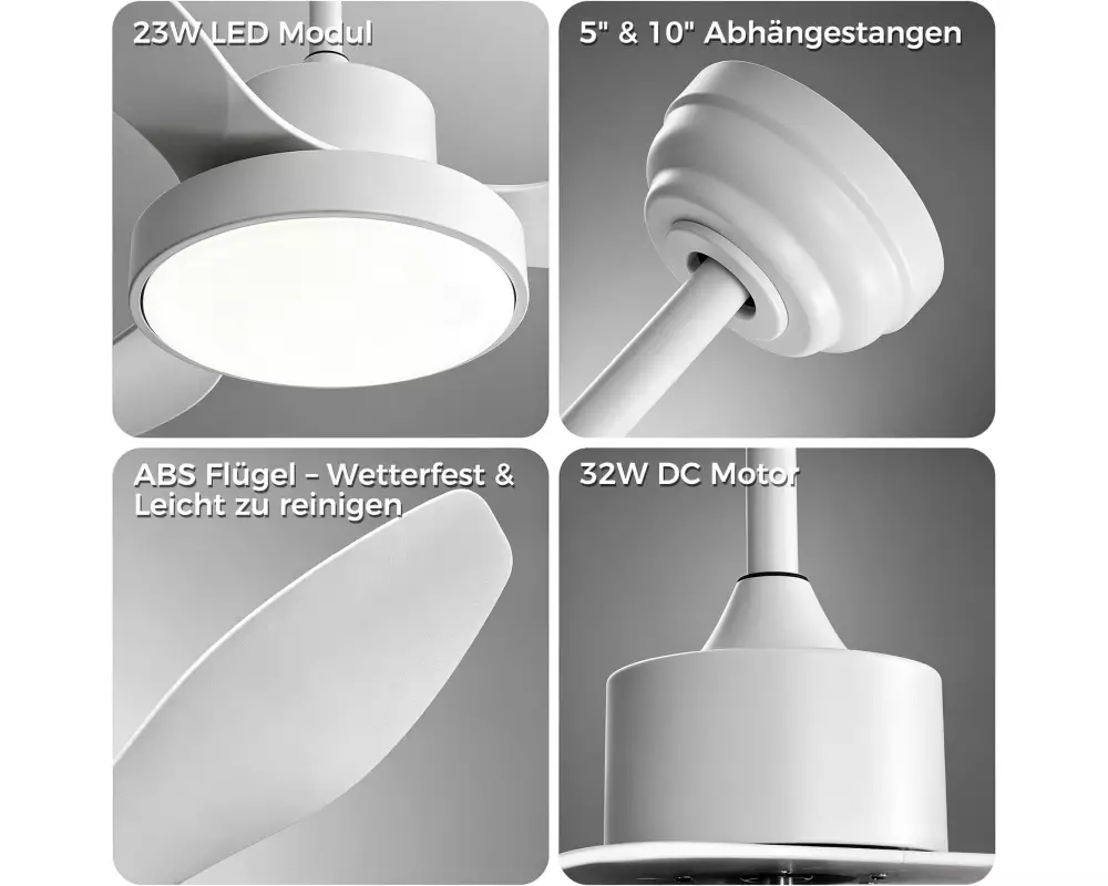 Ozeanos Deckenventilator KBS-4703 Weiss
