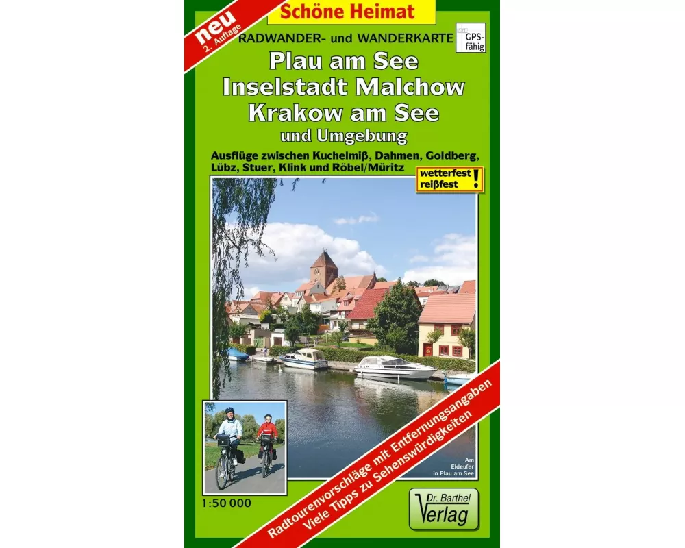 Plau am See, Malchow, Krakow am See und Umgebung Radwander- und Wanderkarte 1 : 50 000