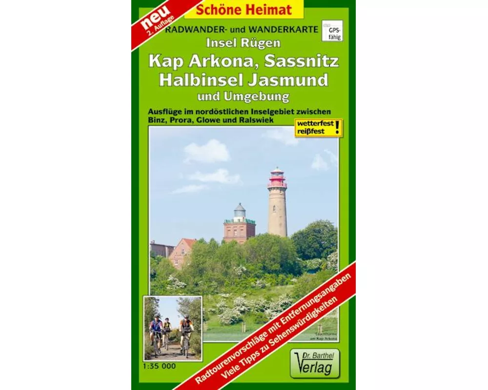 Rügen, Kap Arkona, Sassnitz, Halbinsel Jasmund und Umgebung Radwander- und Wanderkarte 1 : 35 000