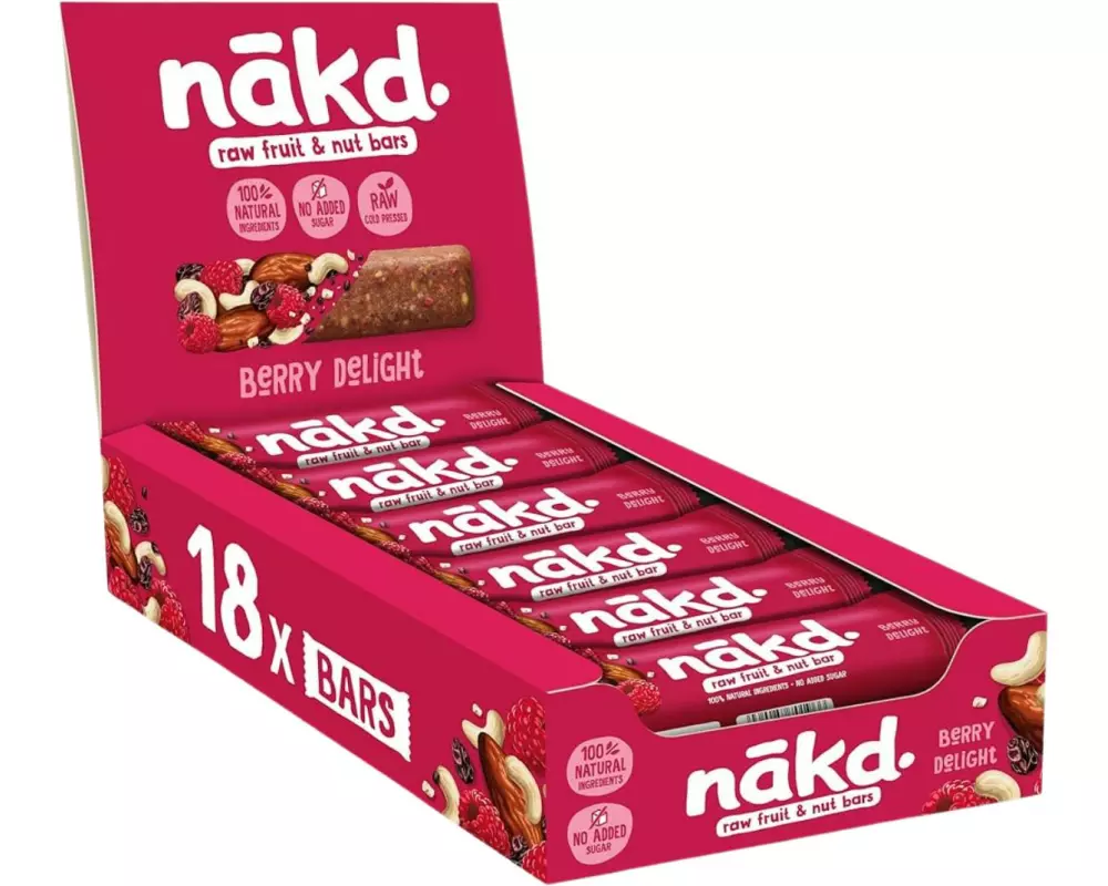 Nakd Riegel Berry Delight Beeren/Schokolade & Nüsse, 18 x 35 g