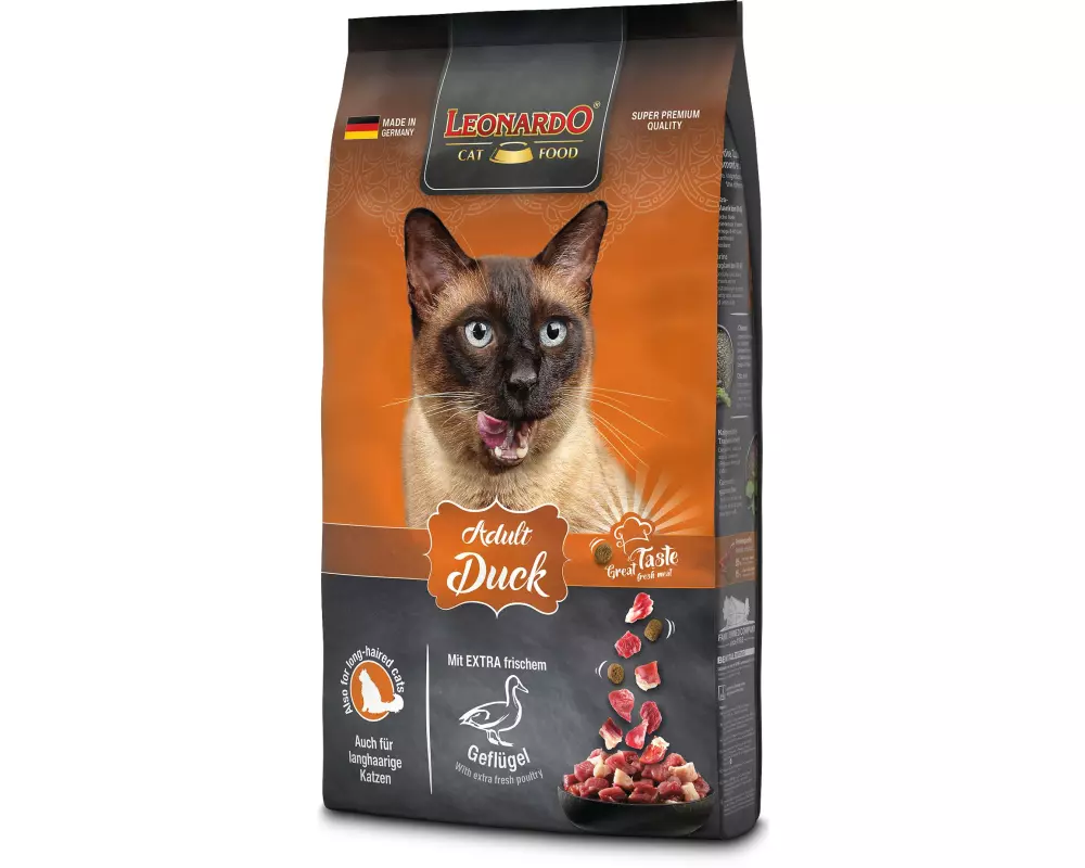Leonardo Cat Food Trockenfutter Adult Ente, 300 g