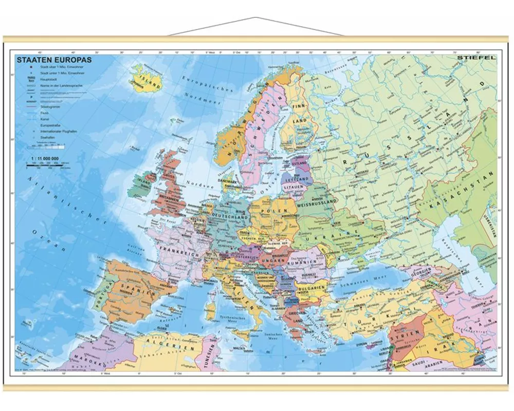 Staaten Europas, politisch. Wandkarte Mini-Format