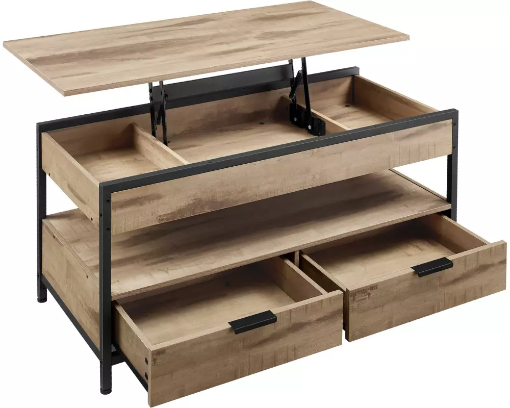 VASAGLE Couchtisch 100 x 48 cm/63 cm, Braun