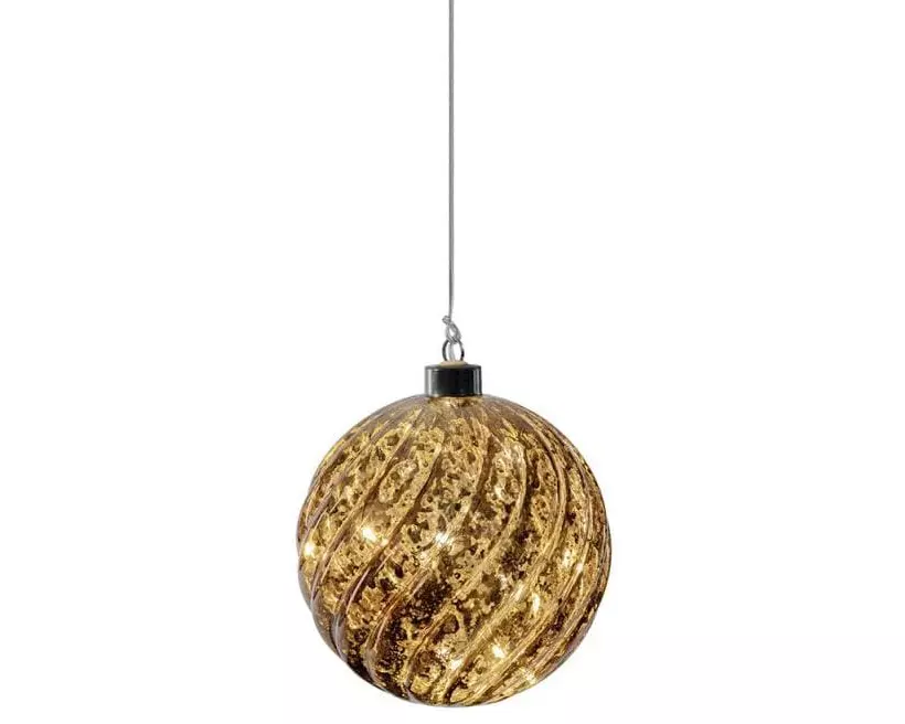 STT Glass ball brown, 12 cm Warmweiss