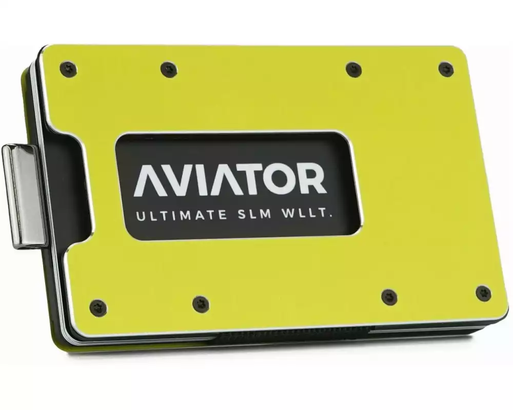 AVIATOR Wallet SLIDE Carbon cash clip electric lime