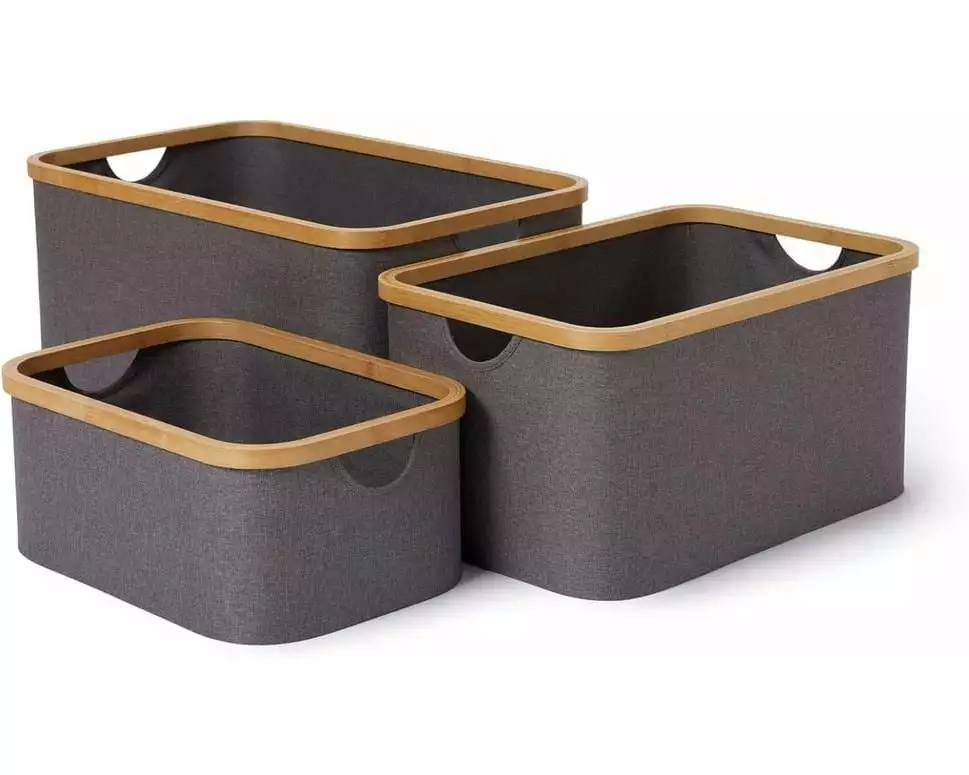 Lumaland Aufbewahrungsbox rechteckig 3 Stück, Grau
