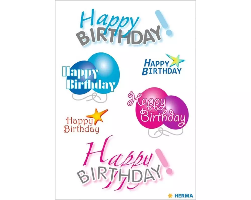 Herma Stickers Motivsticker Happy Birthday, 3 Blatt