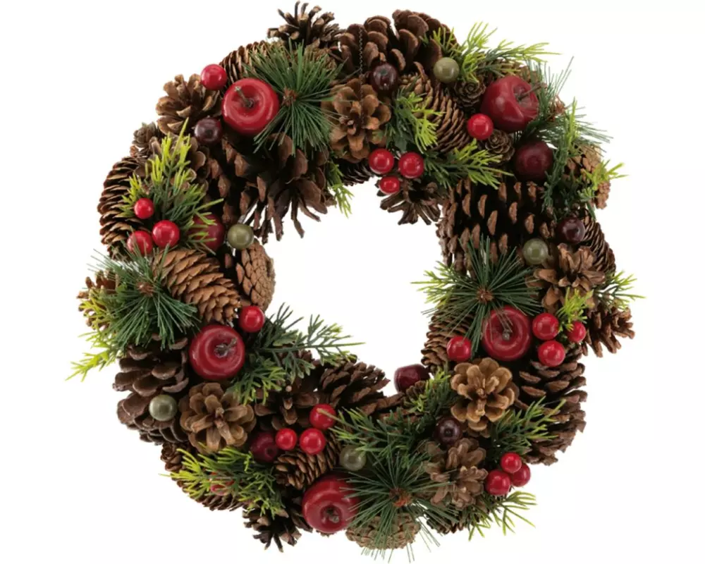 Dekomat AG Tannenkranz geschmückt, D: 34 cm, Rückseite flach