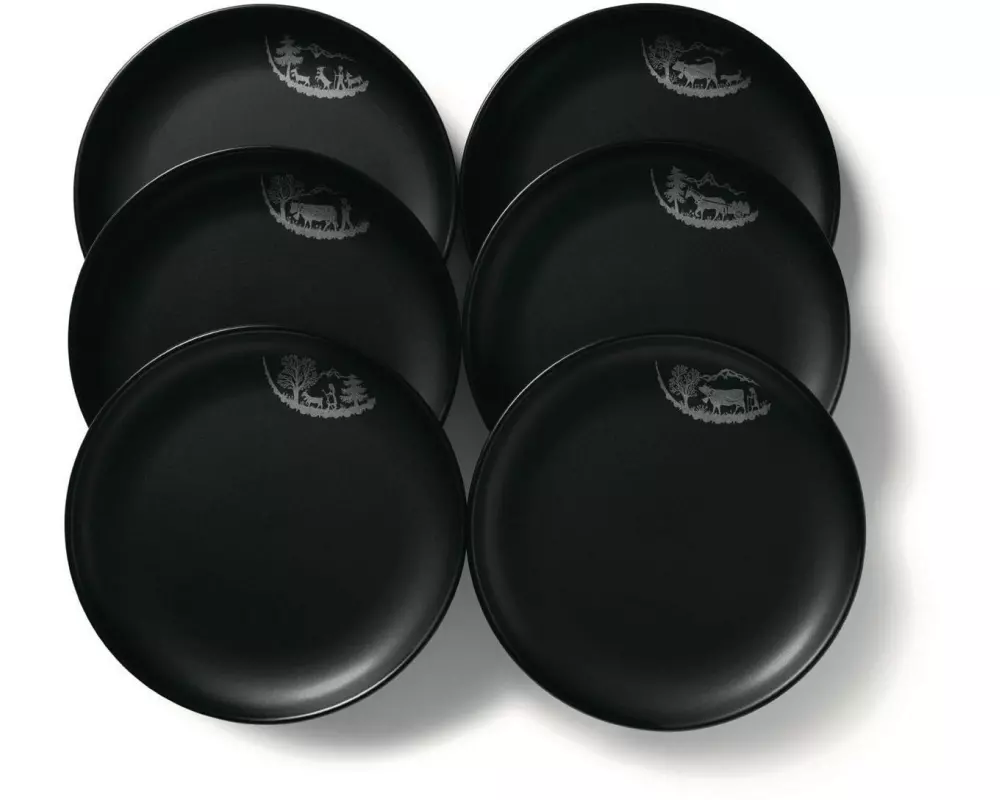 Stöckli Fondue-Teller «Alpaufzug» Schwarz