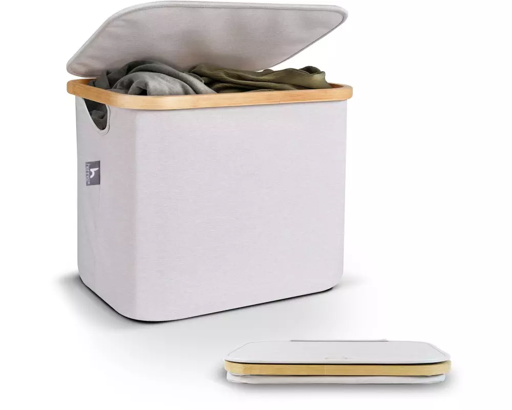 Hennez Wäschekorb Adrian 40 l, Grau/Nature