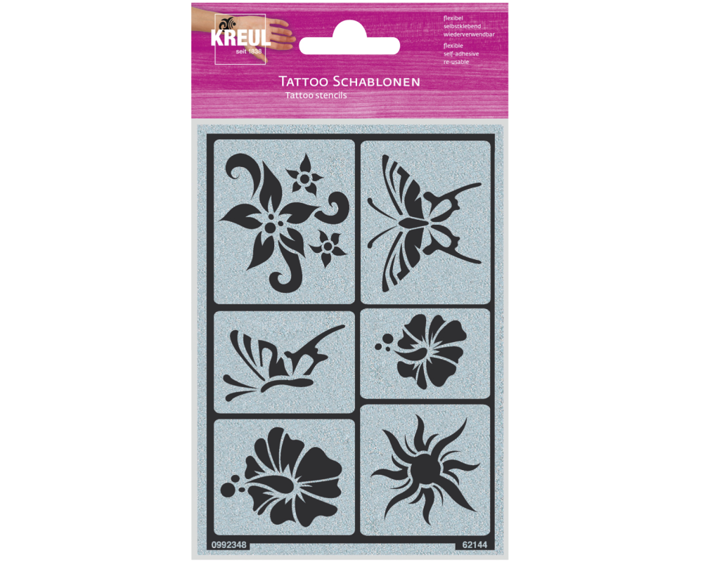 I AM CREATIVE Tattoo Schablone CKH62144 Sonne, Blume, Schm.