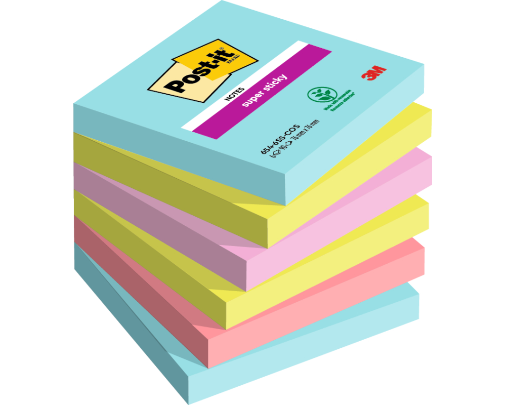 POST-IT Super Sticky Notes 76x76mm 6546SSCOS Cosmic 4 Farben 6x90 Blatt