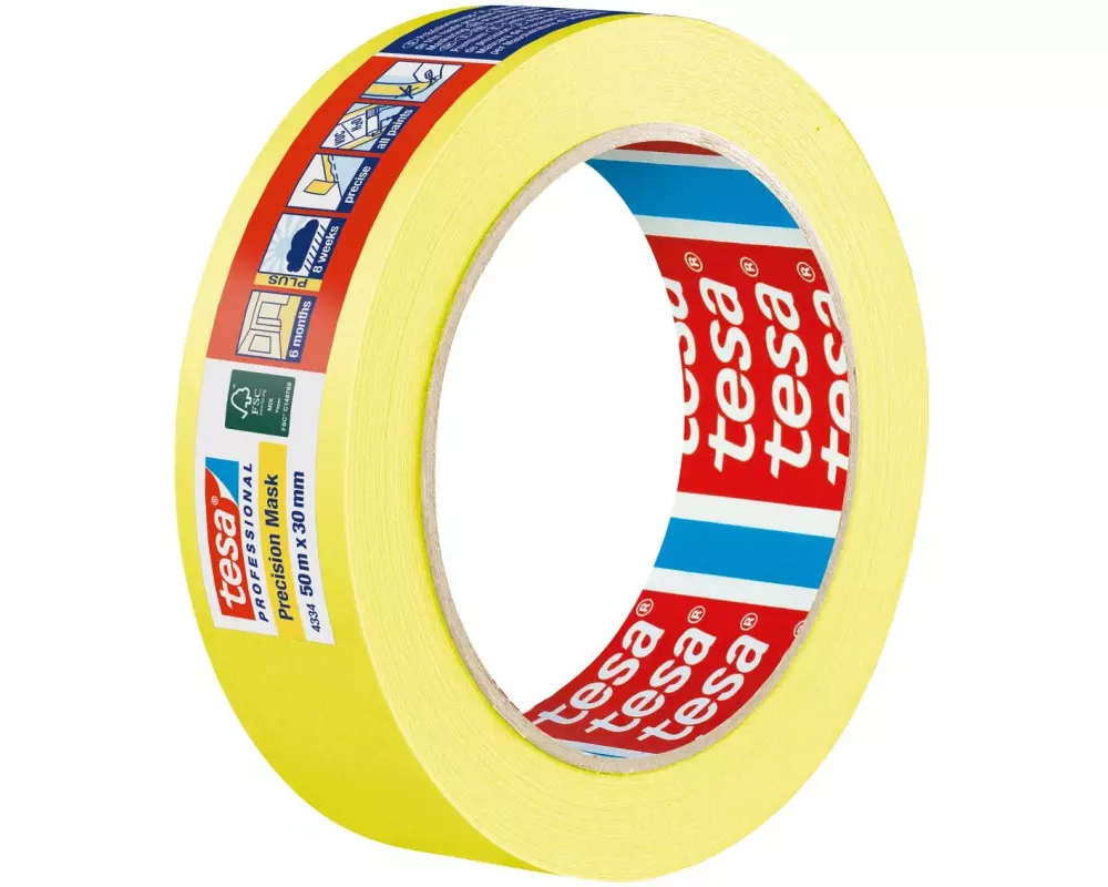 tesa Malerband Precision Mask gelb 50m x 30 mm, Gelb