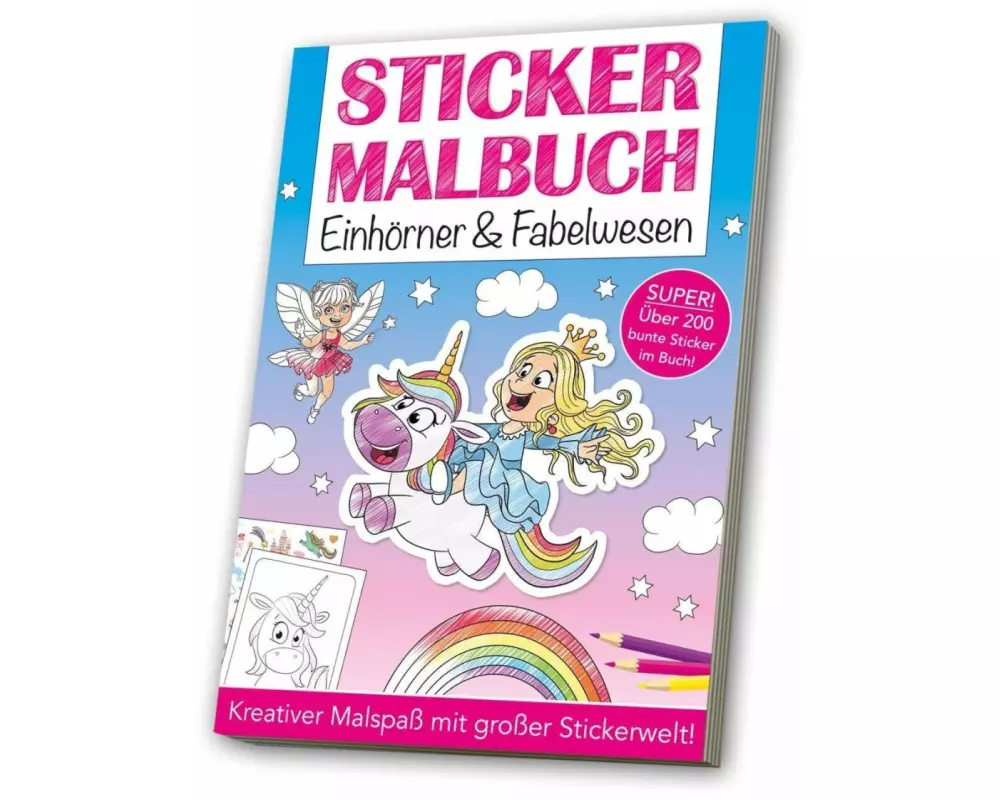 Stickermalbuch: Einhörner & Fabelwesen