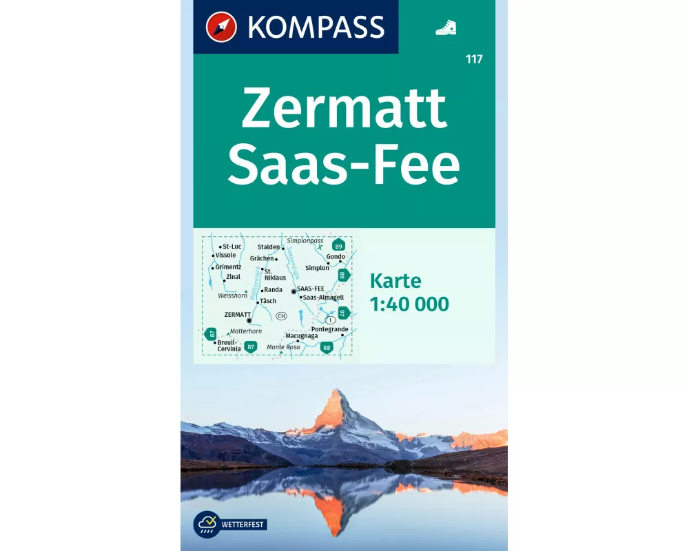 KOMPASS Wanderkarte 117 Zermatt, Saas-Fee 1:40.000
