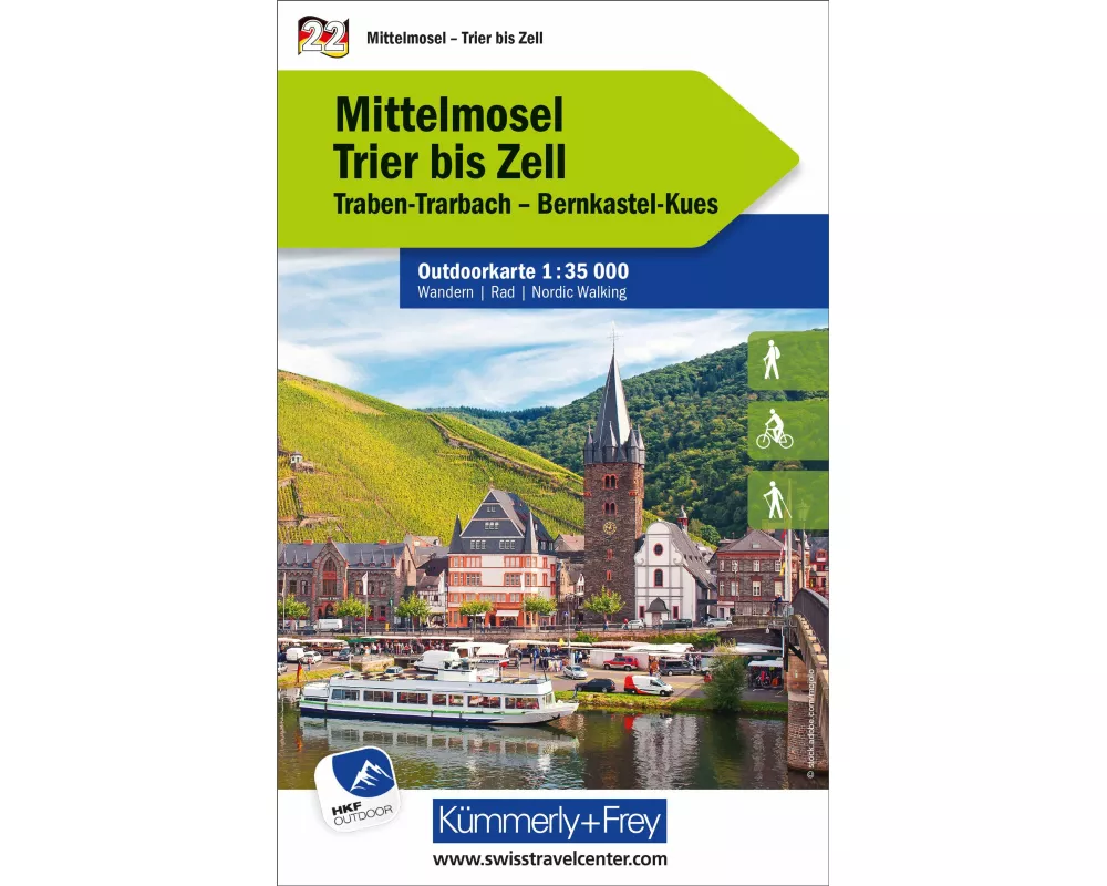 Kümmerly+Frey Outdoorkarte Deutschland 22 Mittelmosel, Trier bis Zell 1:35.000