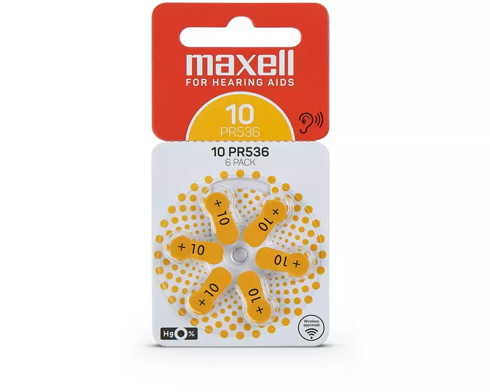Maxell Europe LTD. Hörgerätebatterie PR536-10 , 6 Stück