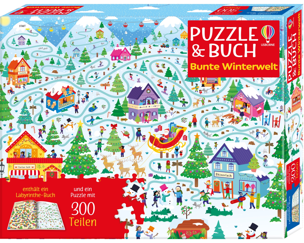 Puzzle & Buch: Bunte Winterwelt